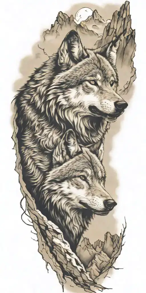 Mountains And Wolf Head