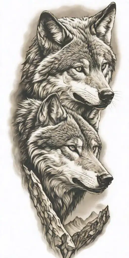 Mountains And Wolf Head
