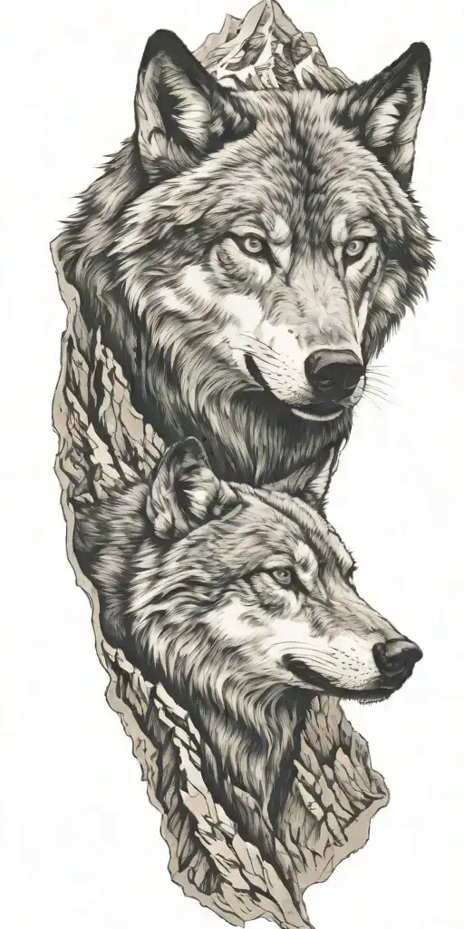 Mountains And Wolf Head