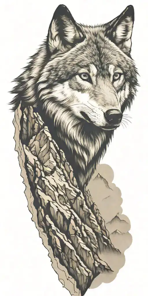 Mountains And Wolf Head