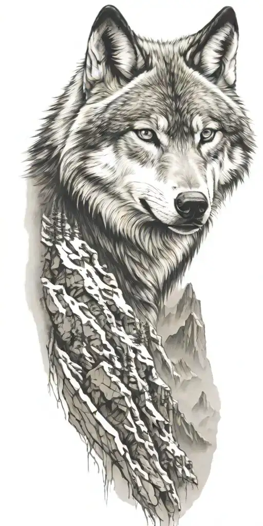 Mountains And Wolf Head