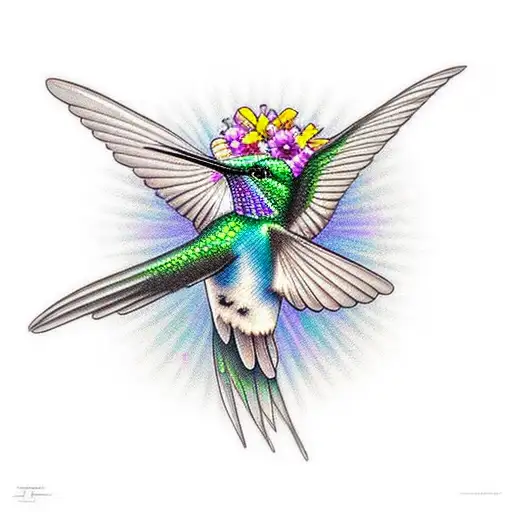 Hummingbird With Flowers
