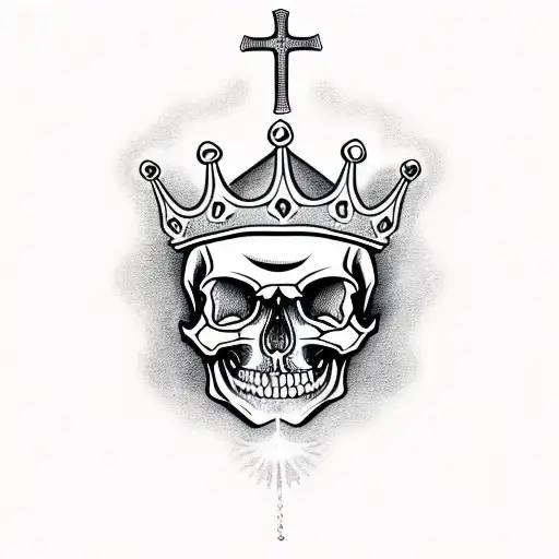 Skull With Crown Surrounded By Holy Light Side View