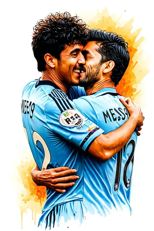 Maradona Hugs Messi