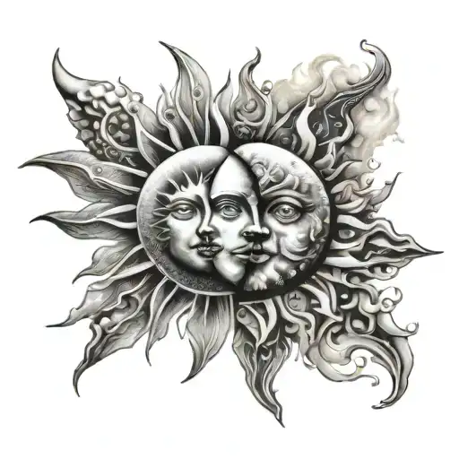 Sun And Moon Merging Together