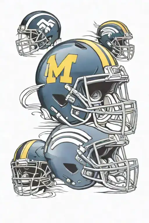Design A Tattoo Of A Michigan Football Helmet With A Volkswagen Logo Integrated Into The Design