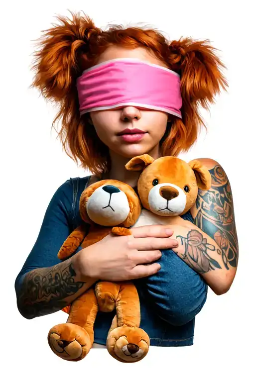 Haley Williams With A Pink Googley Eye Blindfold Holdong Stuffed Animals In Her Arms