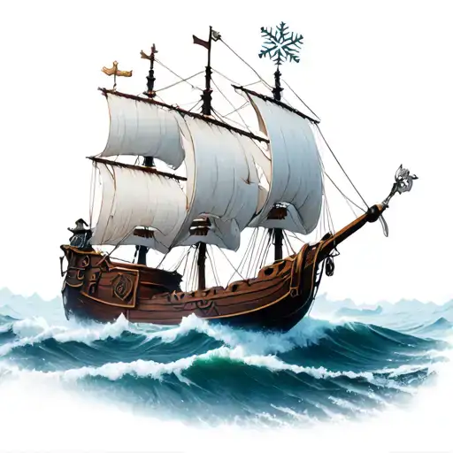 Snowflake And Viking Ship Sailing