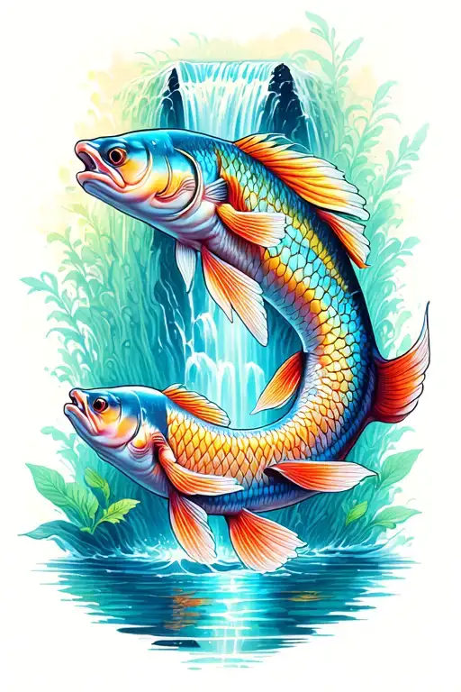 Libra Scale Aquarius Waterfall Pisces Fish