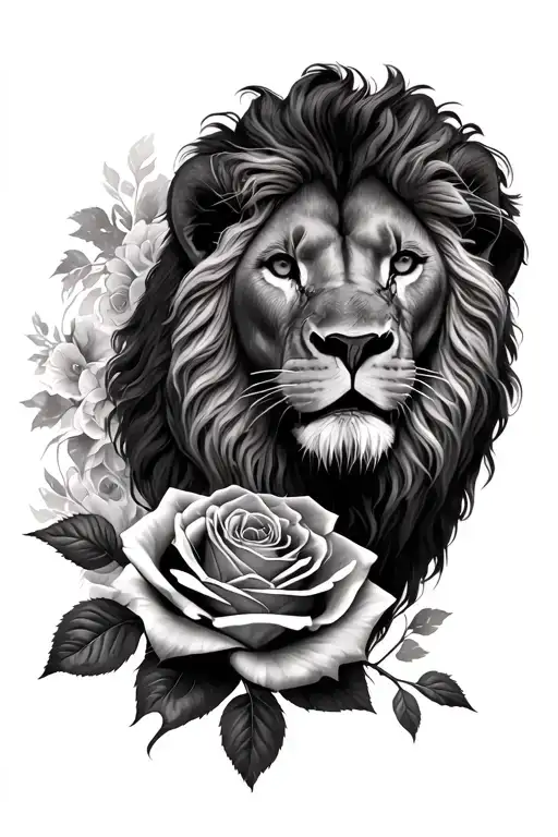 Lion And Rose Intertwined