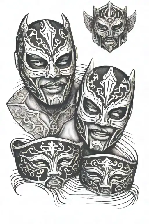 Luchador Masks With Wrestling Ring