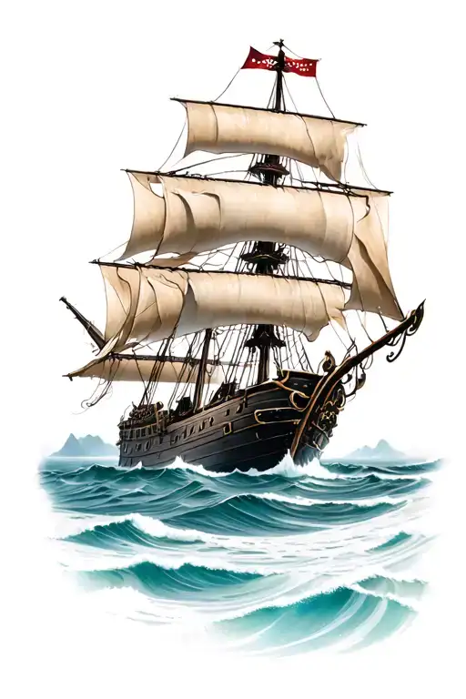 Pirate Ship In The Sea