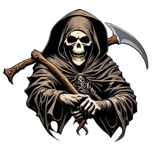 Grim Reaper Holding A Scythe