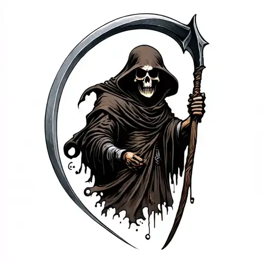 Grim Reaper Holding A Scythe