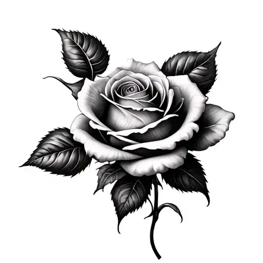 Black And Grey Smooth Shaded Rose
