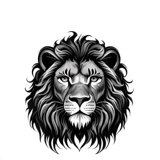 Black And Grey Smooth Shaded Lion Head