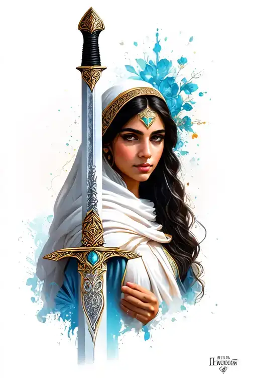 Arabian Sword And Insided Of It A Butiful Arabian Girl