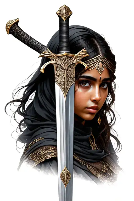 Arabian Sword And Inside Of The Blade Of The Sword A Butiful Arabian Girl