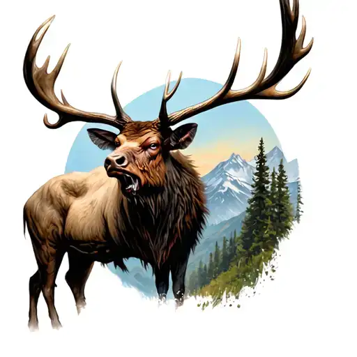 Zombie Bull Elk In The Mountians
