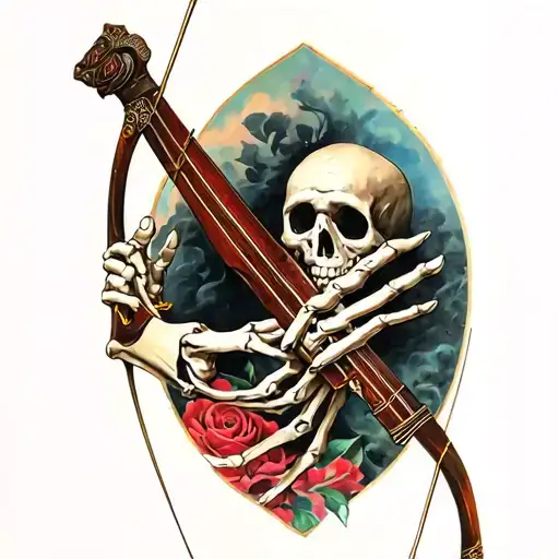 Skeleton Hand Pulling Back A Bow