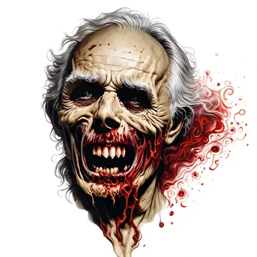 Face Of An Old Man And Death Coming Out Of His Mouth