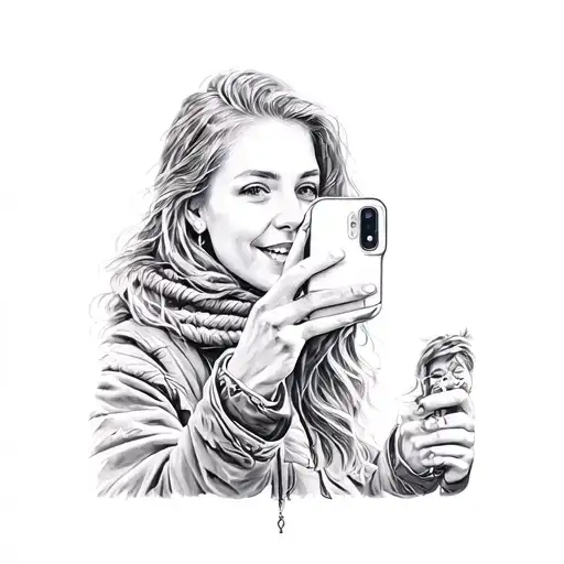 A Woman Taking A Selfie In A Cable Car