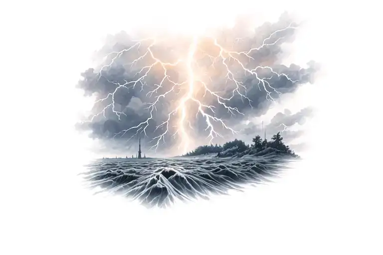 A Realistic Tattoo Of A Powerful Lightning Storm