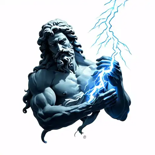 Minimal Realist Zeus Holding A Lightning