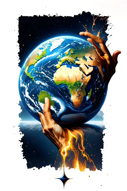 Earth Atranunt Falling Reaching For Earth Globe Symbolizing