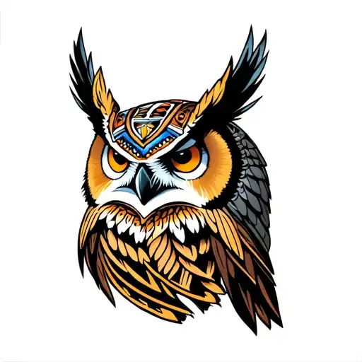 Owl As An Aztec Warrior