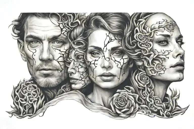 3 Faces Merged Together