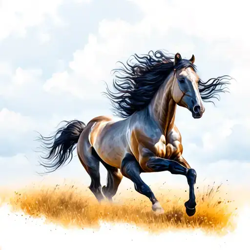 4Running Wild Horse Galloping Through A Field