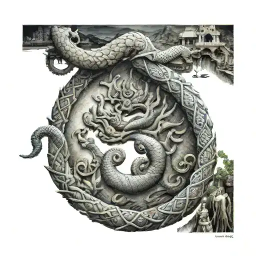 Naga Wrapping Around Cambodia Map Inside