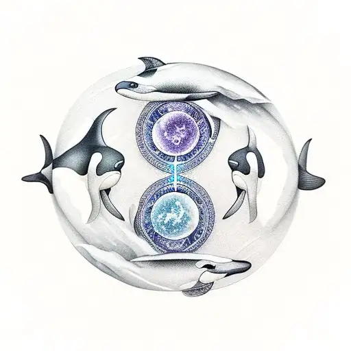 Two Orcas In Yin-yang Symbol