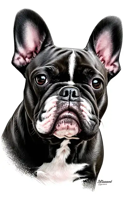 Frenchie Bulldog 1 Ear Black