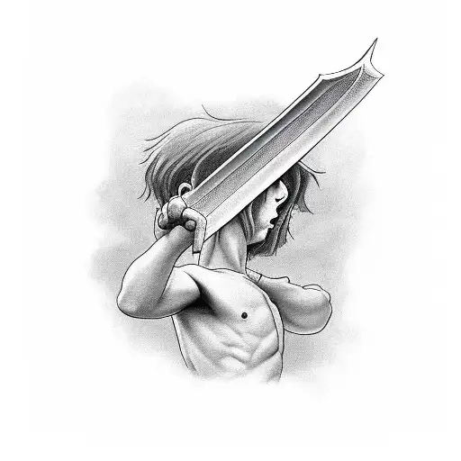 Boy Pulling A Sword From The Stone