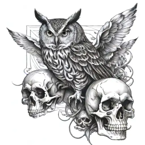 Owl And Skull Surrounded
