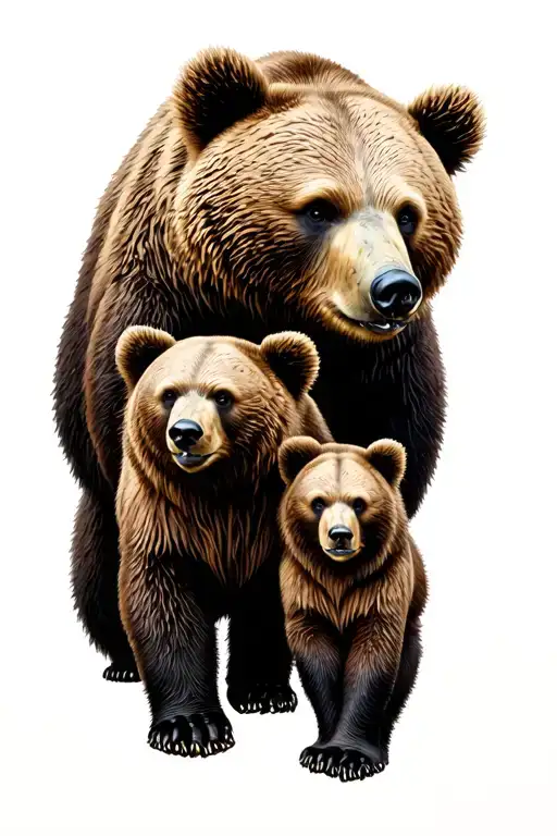 Mother And Daughter Bear Standing