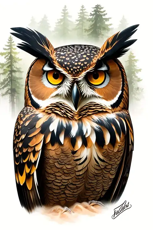 Clever Owl In The Forest