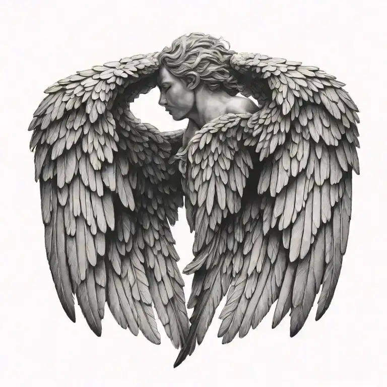 Black And White Angel Wings Together Symbolizing