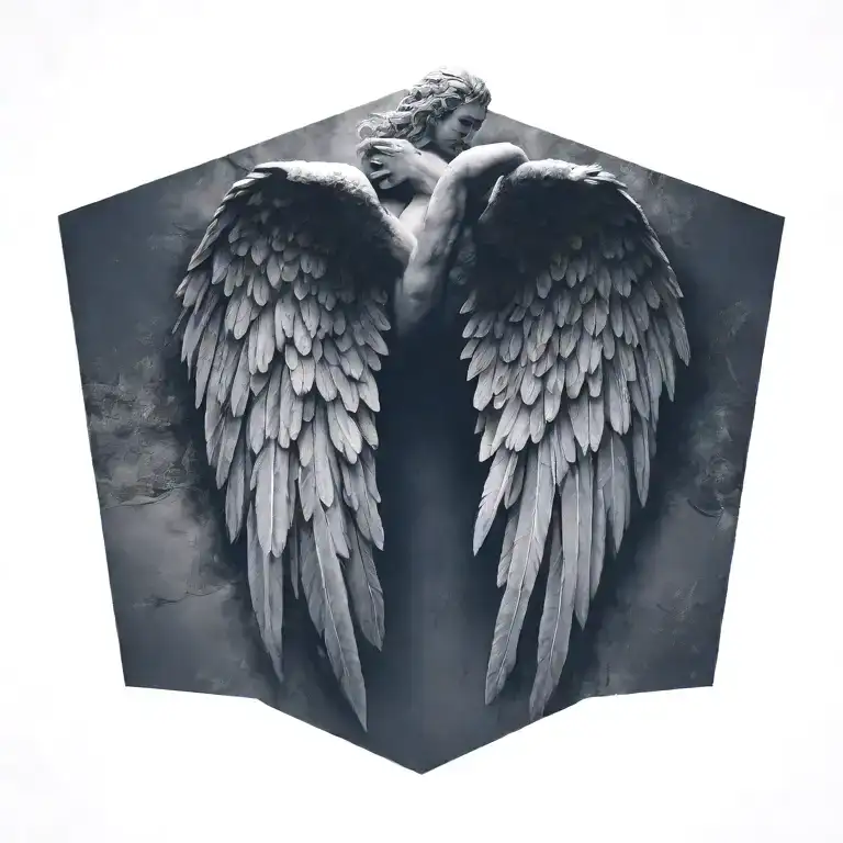 Black And White Angel Wings Together