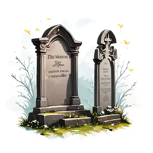 Cemetery Scene With Tombstones