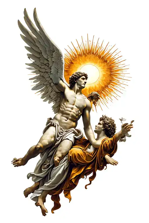 Greek Mythology Tattoo Featuring Icarus And The Sun