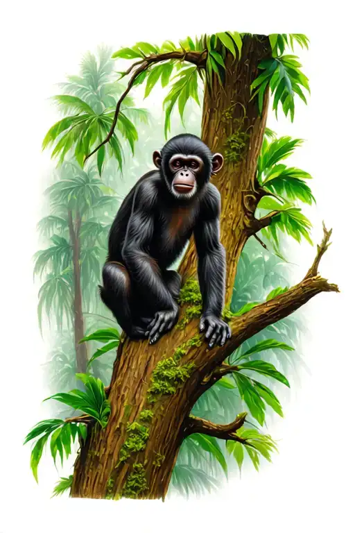 Amazonian Forests And Monkey Perched On A Tree