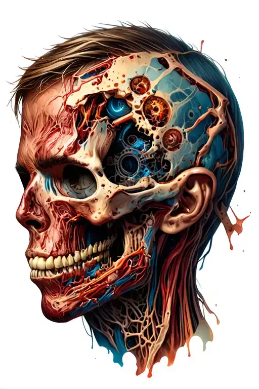 Flesh And Muscle Torn Away To Reveal Bio Mechanical Parts