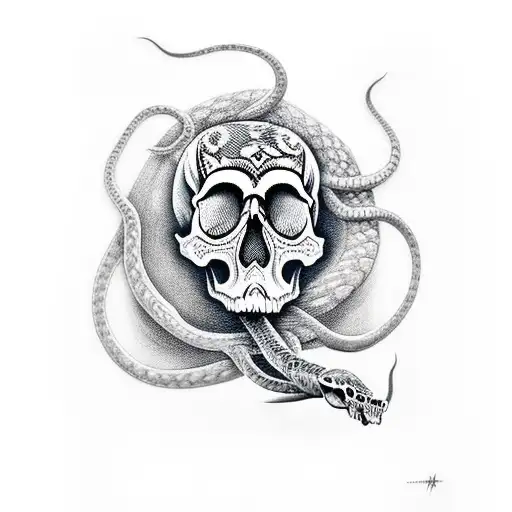 Skull With A Snake