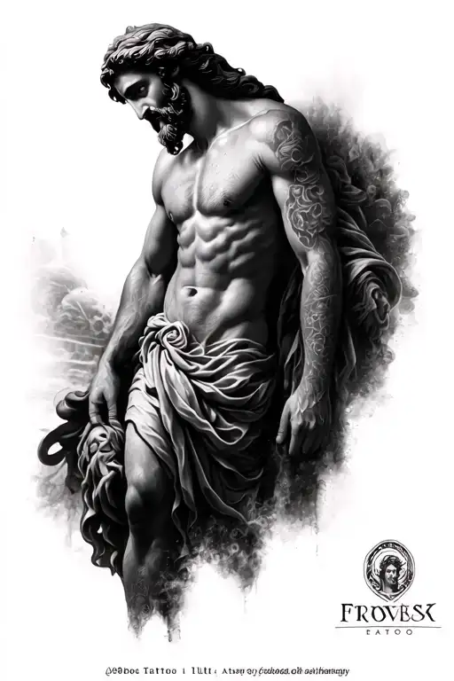 Zeus Greek Mythology Tattoo And Jesus Christ Black Full Sleeve