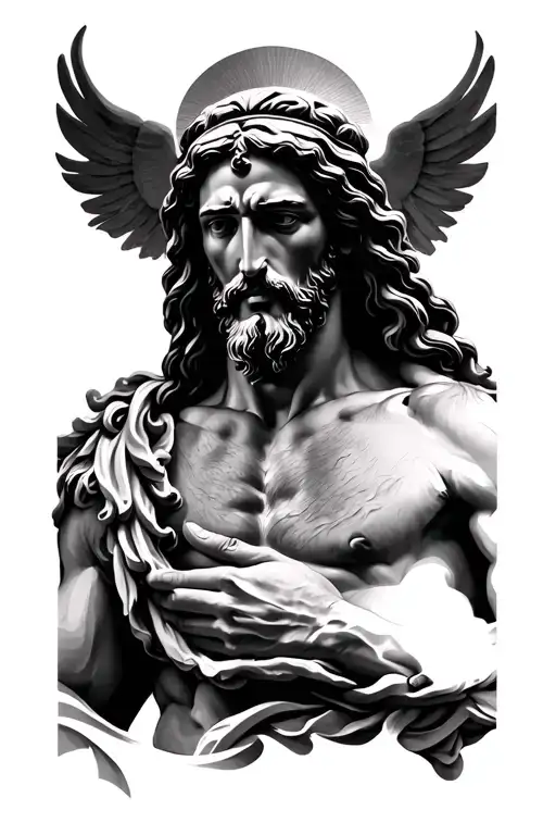 Zeus Greek Mythology Tattoo And Jesus Christ Black