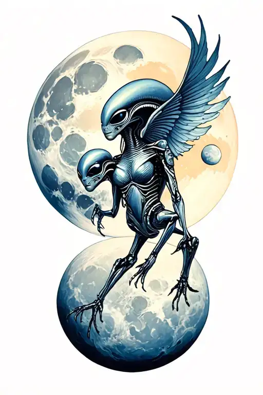 Alien Crossing The Moon