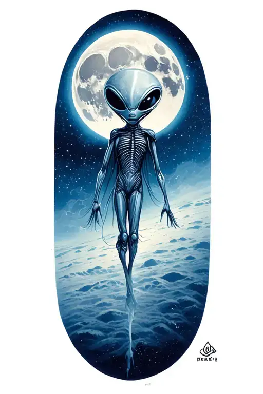 Alien Crossing The Moon